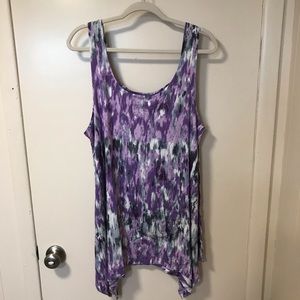 Logo purple handkerchief hem tank